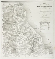 Mapa dos territórios árabes da República do México como eram em 1862, do &39;The Universal Museum&39;, publicado em 1862